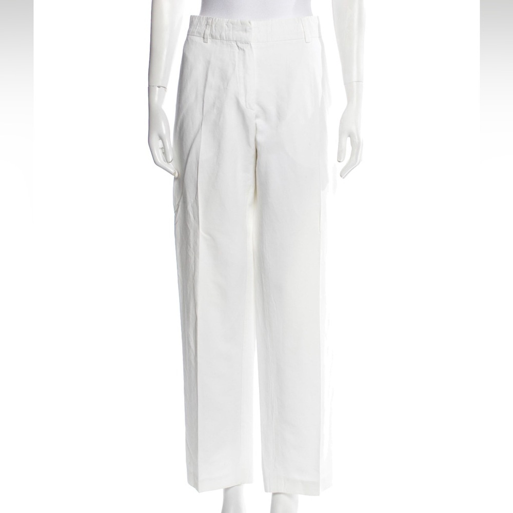 Dries Van Noten white cotton straight leg pants